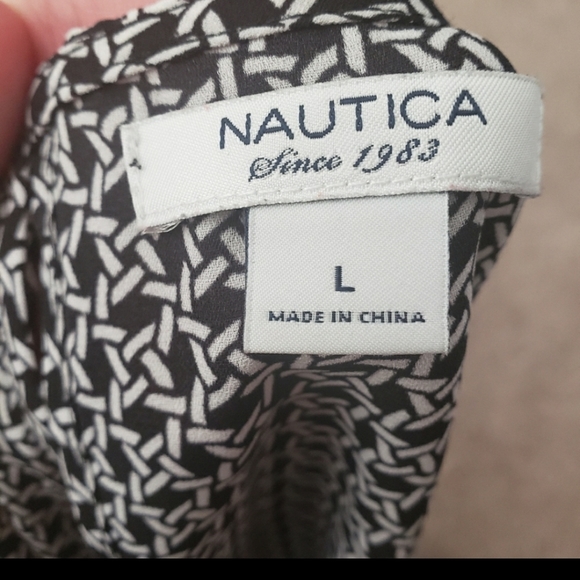 Nautica L chainlink pattern flowy sleeveless top gathered scoopneck - Picture 7 of 10